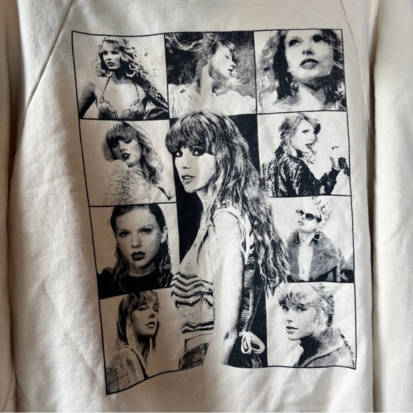 Taylor Swift The Eras Tour Cream Hoodie with Black Backside Print Size M - Picture 7 of 10